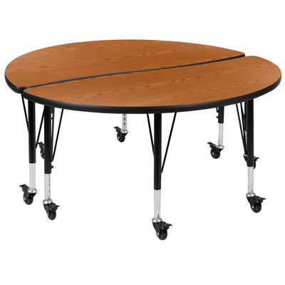 2 Piece Mobile 47.5" Circle Wave Flexible Grey Thermal Laminate Kids Adjustable Activity Table Set - View 1