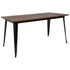 30.25" x 60" Rectangular Metal Indoor Table with Rustic Wood Top