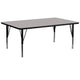 Gray |#| 30inchW x 72inchL Rectangular Grey HP Laminate Activity Table - Height Adjustable Legs