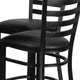 Black Top/Black Vinyl Seat |#| 30inch Round Black Laminate Table with X-Base and 4 Ladder Back Metal Barstools