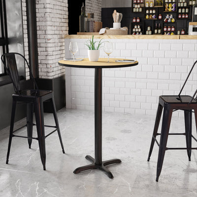 30'' Round Laminate Table Top with 22'' x 22'' Bar Height Table Base - View 2
