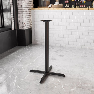 30'' x 30'' Restaurant Table X-Base with 3'' Dia. Bar Height Column - View 2