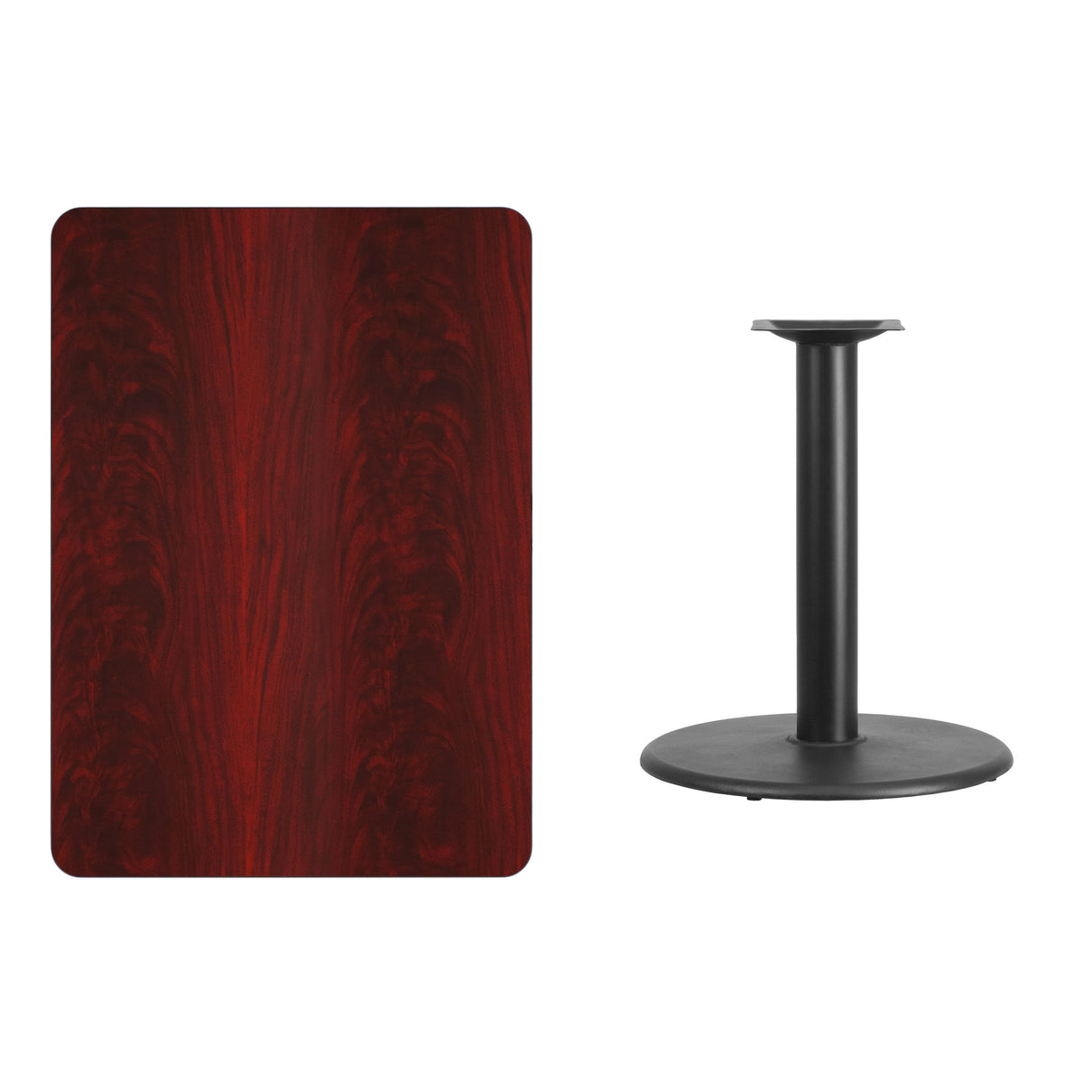 Mahogany |#| 30inch x 42inch Mahogany Laminate Table Top with 24inch Round Table Height Base