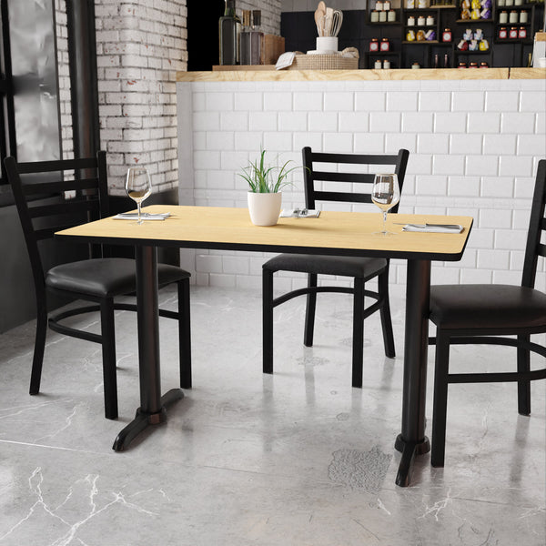 Natural |#| 30inch x 48inch Natural Laminate Table Top with 5inch x 22inch Table Height Bases