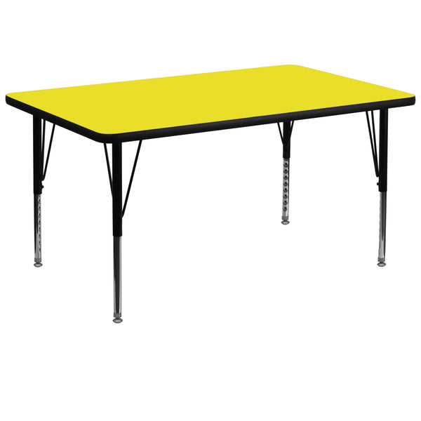 Yellow |#| 36inchW x 72inchL Rectangular Yellow HP Laminate Adjustable Activity Table