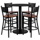 36inch Round Black Laminate Table Set with 4 Metal Barstools - Cherry Wood Seat