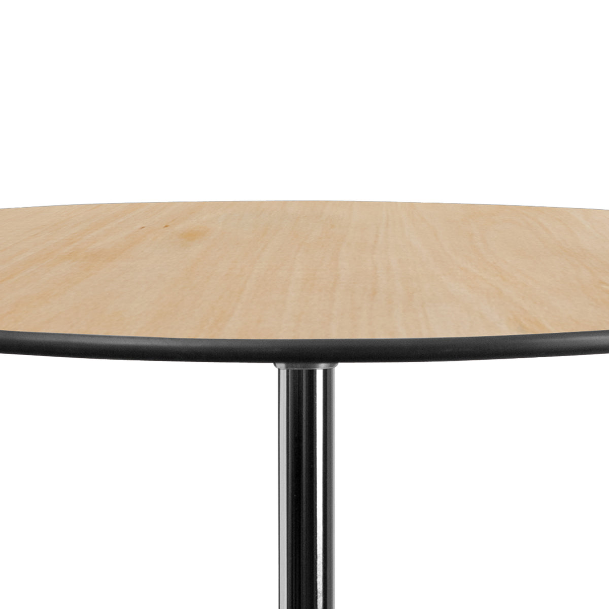 Natural |#| 36" Round Wood Commercial Grade Cocktail Table with 30" and 42" Columns