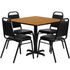 36'' Square Laminate Table Set with X-Base and 4 Trapezoidal Back Banquet Chairs