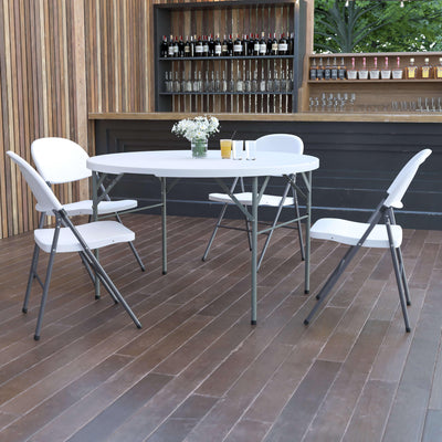4-Foot Round Bi-Fold Plastic Banquet and Event Folding Table with Carrying Handle - View 2