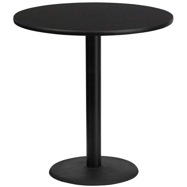 Black |#| 42inch Round Black Laminate Table Top with 24inch Round Bar Height Table Base