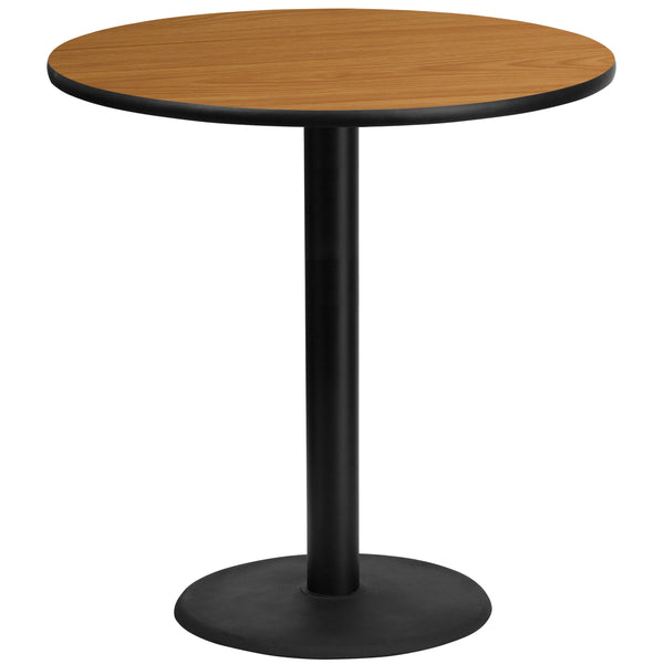 Natural |#| 42inch Round Natural Laminate Table Top with 24inch Round Bar Height Table Base