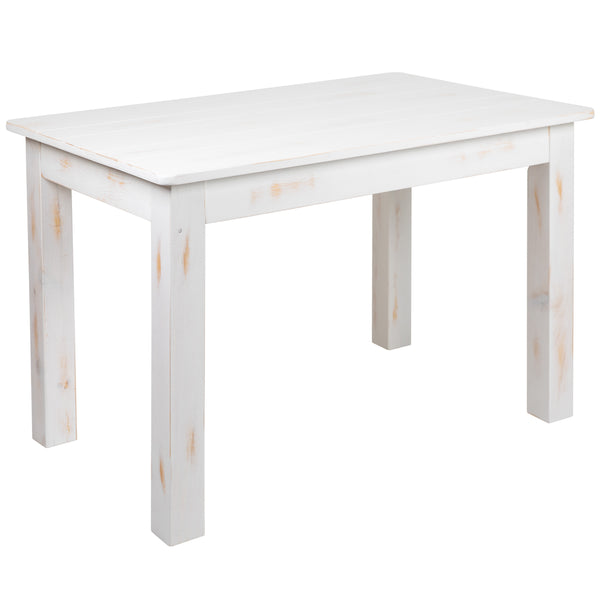 Antique Rustic White |#| 46inch x 30inch Rectangular Antique Rustic White Solid Pine Farm Dining Table