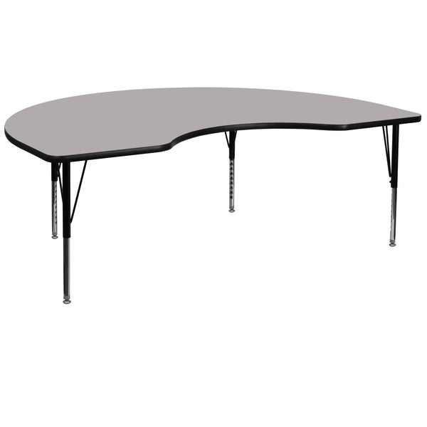 Gray |#| 48inchW x 72inchL Kidney Grey HP Laminate Activity Table - Height Adjustable Legs