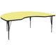 Yellow |#| 48inchW x 96inchL Kidney Yellow Thermal Laminate Adjustable Activity Table