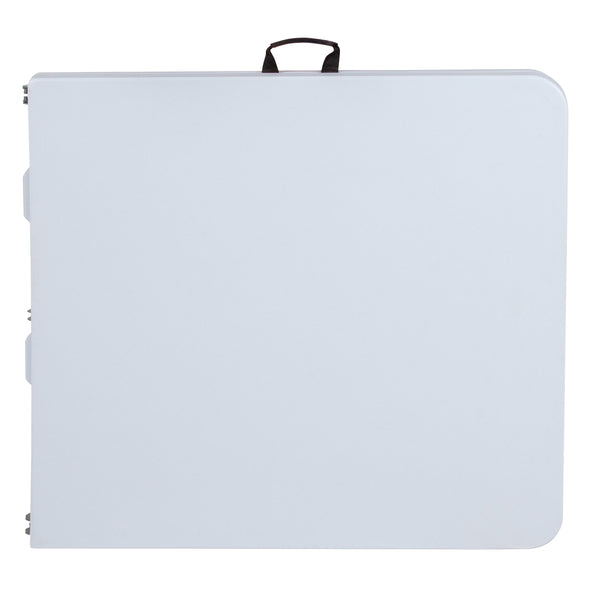 4.97-Foot Bi-Fold Granite White Plastic Folding Table with Handle - Event Table