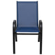 Navy |#| 4 Pack Navy Outdoor Stack Chair with Flex Comfort Material - Patio Stack Chair