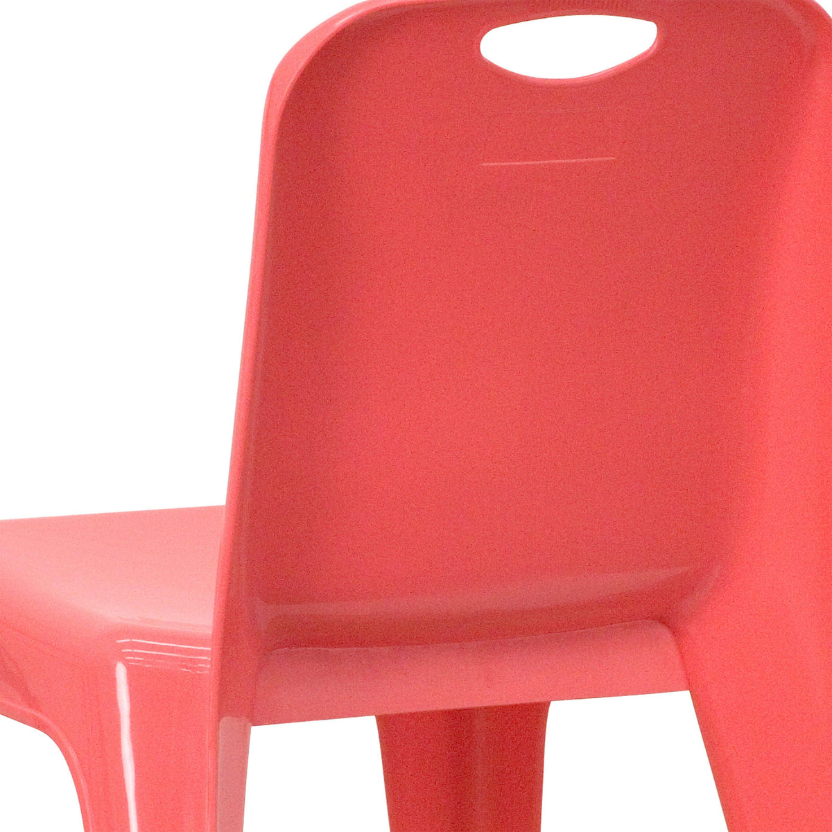 Red |#| 4 Pack Red Plastic Stack School Chair with Carrying Handle and 11inch Seat Height