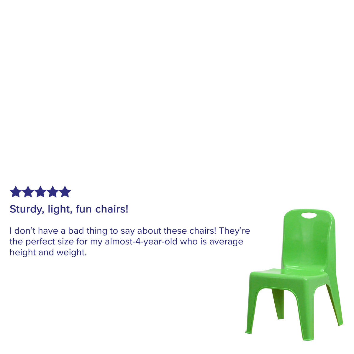 Green |#| 4 Pack Green Plastic Stack School Chair with Carrying Handle and 11inch Seat Height