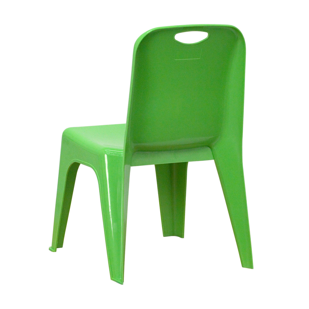 Green |#| 4 Pack Green Plastic Stack School Chair with Carrying Handle and 11inch Seat Height