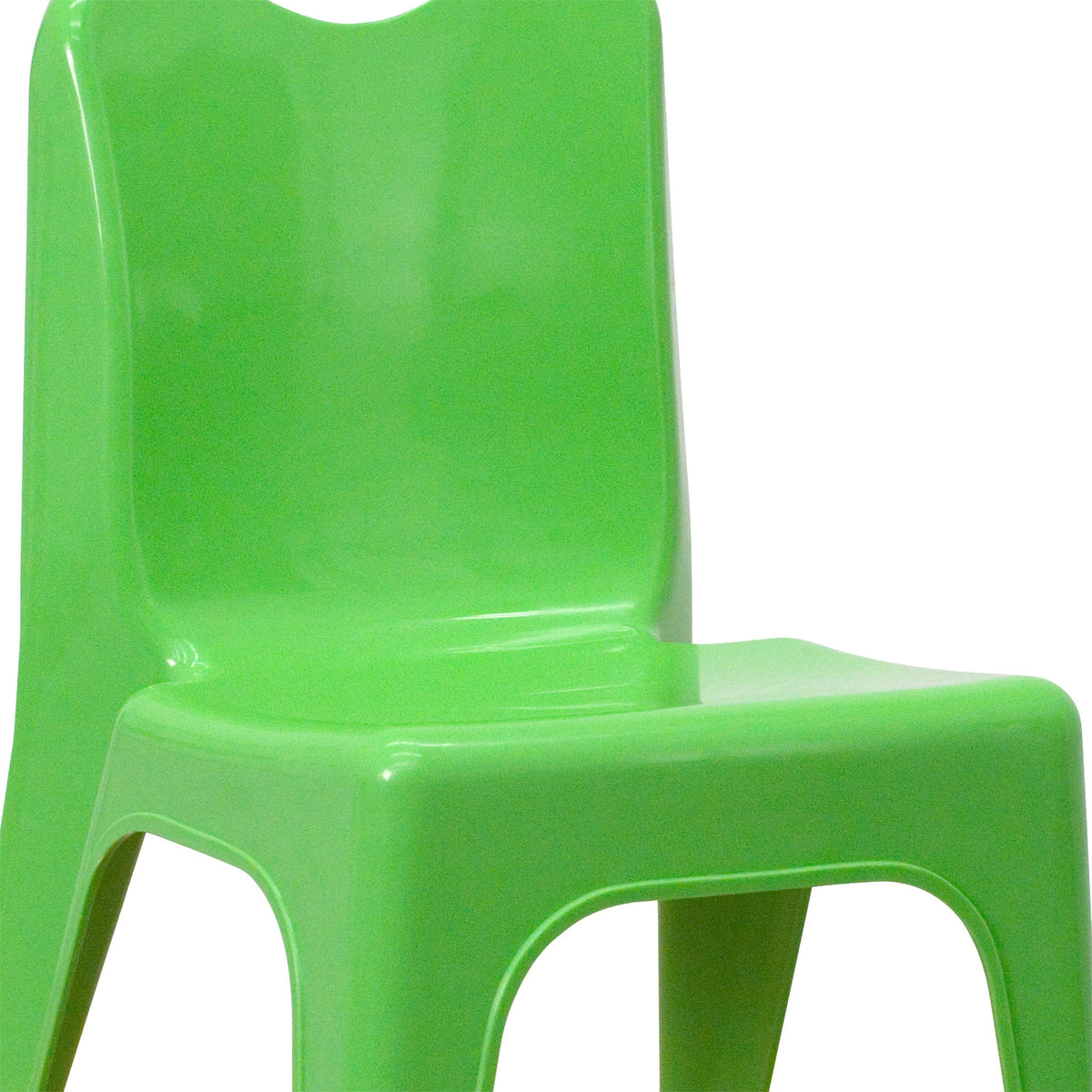 Green |#| 4 Pack Green Plastic Stack School Chair with Carrying Handle and 11inch Seat Height
