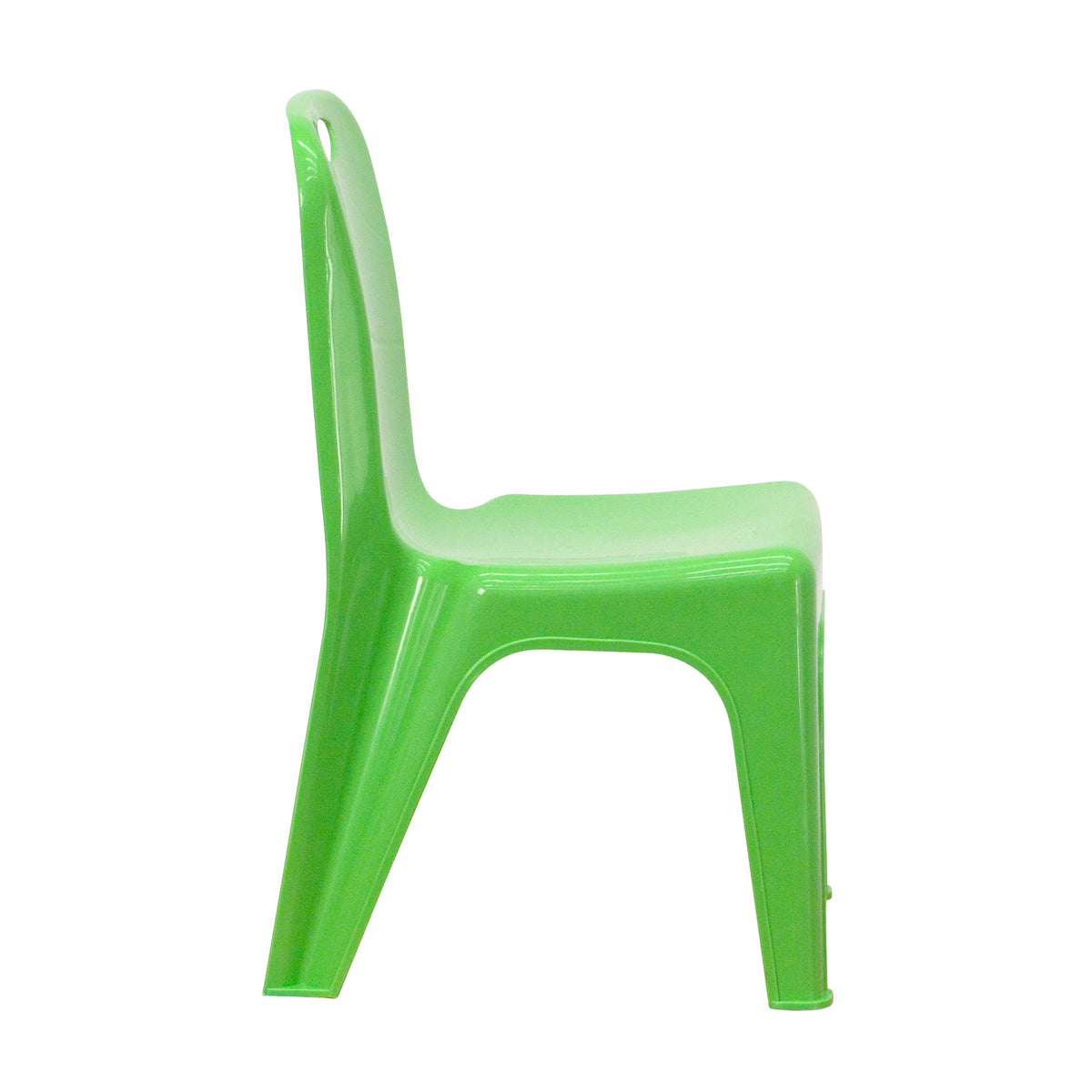 Green |#| 4 Pack Green Plastic Stack School Chair with Carrying Handle and 11inch Seat Height