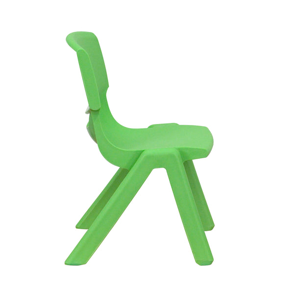 Green |#| 4 Pack Green Plastic Stackable School Chair with 10.5inchH Seat, Preschool Chair