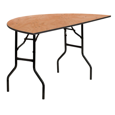 5-Foot Half-Round Wood Folding Banquet Table - View 1
