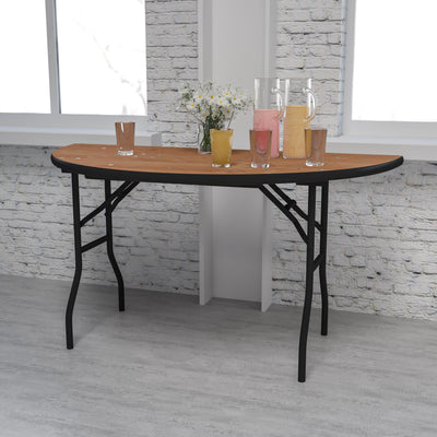 5-Foot Half-Round Wood Folding Banquet Table - View 2