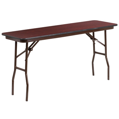 5-Foot Mahogany Melamine Laminate Folding Training Table - View 1