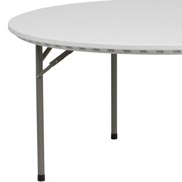 5-Foot Round Granite White Plastic Folding Table - Banquet / Event Folding Table