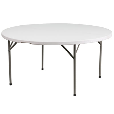 5-Foot Round Plastic Folding Table - View 1