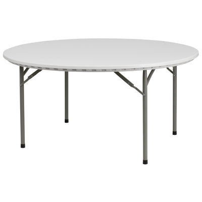 5-Foot Round Plastic Folding Table - View 1