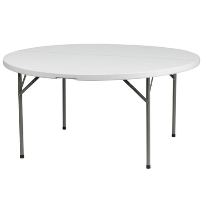 5-Foot Round Plastic Folding Table - View 1
