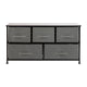 Gray Drawers/Black Frame |#| 5 Drawer Storage Chest with Black Wood Top & Dark Gray Fabric Pull Drawers