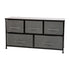 5 Drawer Wood Top Cast Iron Frame Storage Dresser with Easy Pull Fabric Drawers