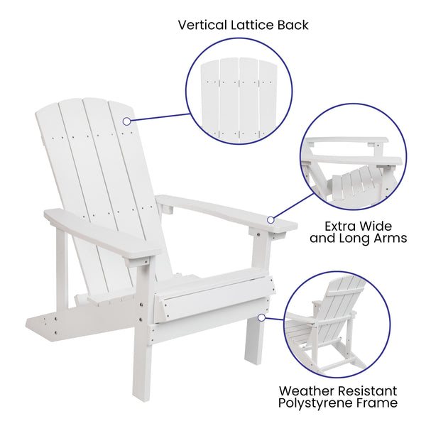 White |#| Star and Moon Fire Pit with Mesh Cover & 4 White Poly Resin Adirondack Chairs