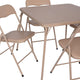 Tan |#| 5 Piece Tan Folding Card Table and Chair Set with Upholstered Table Top
