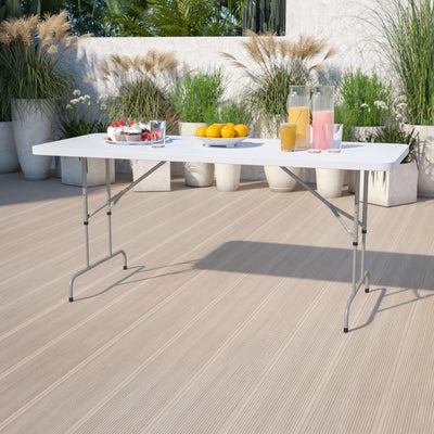 6-Foot Height Adjustable Plastic Folding Table - View 2