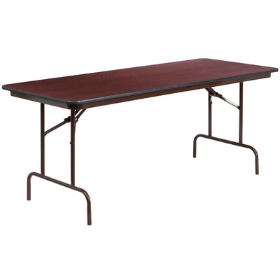 6-Foot High Pressure Mahogany Laminate Folding Banquet Table - View 1