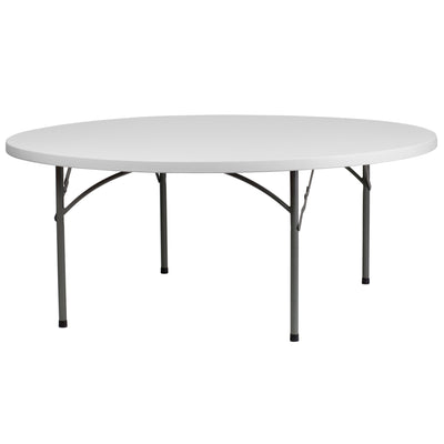 6-Foot Round Plastic Folding Table - View 1