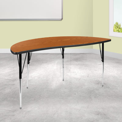 60" Half Circle Wave Flexible Collaborative Thermal Laminate Activity Table - Standard Height Adjustable Legs - View 2