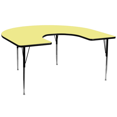 60''W x 66''L Horseshoe Thermal Laminate Activity Table - Standard Height Adjustable Legs - View 1
