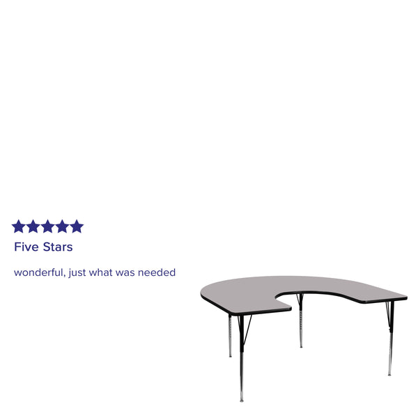 Gray |#| 60inchW x 66inchL Horseshoe Grey Thermal Laminate Adjustable Activity Table