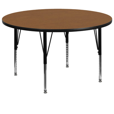 60'' Round Thermal Laminate Activity Table - Height Adjustable Short Legs - View 1