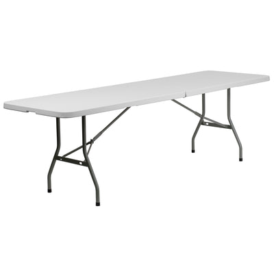 8-Foot Bi-Fold Plastic Banquet and Event Folding Table with Carrying Handle - View 1