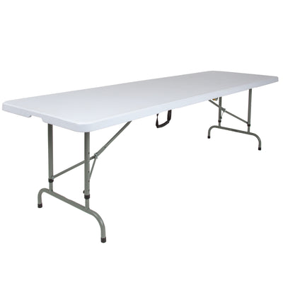 8-Foot Height Adjustable Bi-Fold Plastic Banquet and Event Folding Table with Carrying Handle - View 1