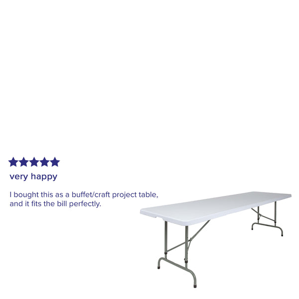 8-Foot Height Adjustable Granite White Plastic Folding Event Table