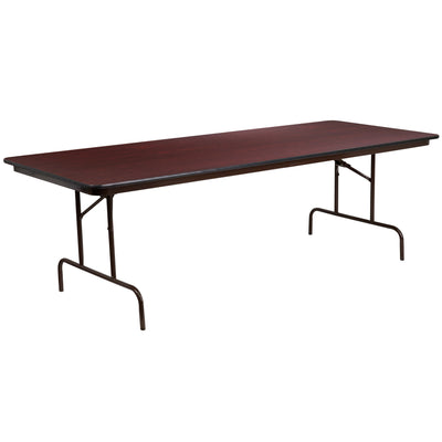 8-Foot Mahogany Melamine Laminate Folding Banquet Table - View 1