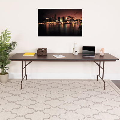 8-Foot Mahogany Melamine Laminate Folding Banquet Table - View 2