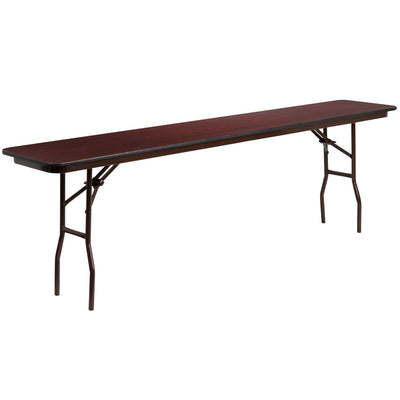8-Foot Mahogany Melamine Laminate Folding Training Table - View 1